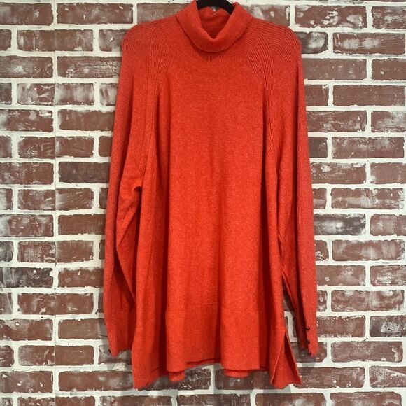NWT Lane Bryant Women's Red Cowl Neck Soft Pullover Tunic Sweater Size 26/28 - Picture 1 of 10